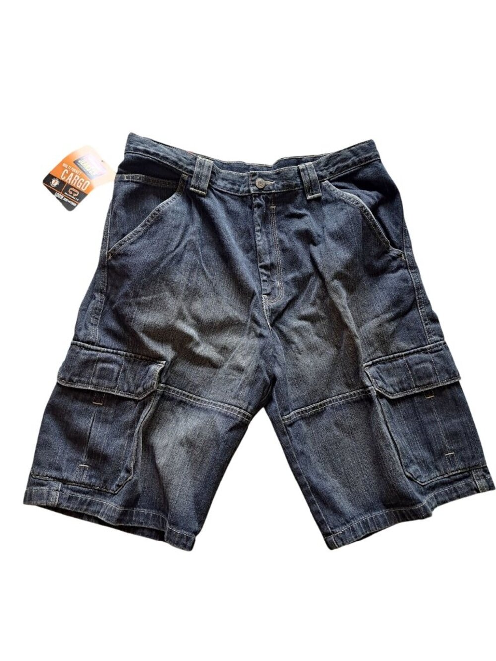 New Y2K Wrangler Husky Boys Loose Fit Denim Cargo Shorts Blue Size 18 Tags